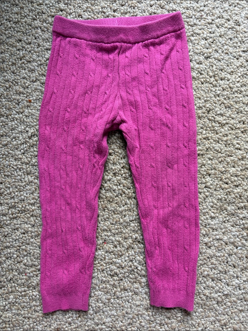 Girls Pink Cable-Knit Leggings